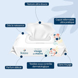 BIOLANE - Toallitas húmedas para bebé para rostro y manos - Paquete de 6 - 384 toallitas (6 x 64 cm) - Limpia y protege - Artículos de tocador - Hipoalergénicas - Para pieles sensibles - 97% de ingredientes naturales - Elaboradas