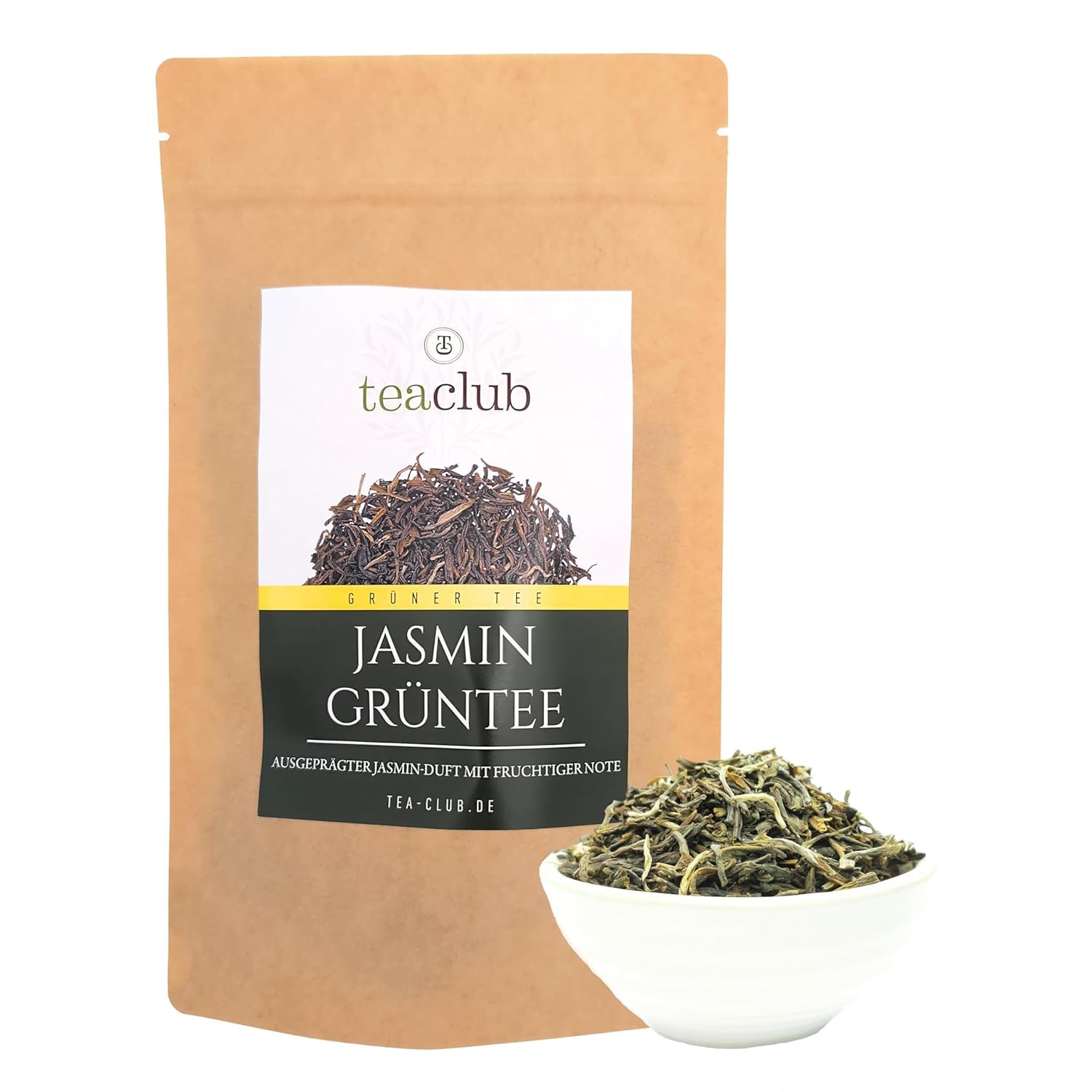 Té de jazmín suelto 100 g, té verde de flor de jazmín con sabor natural, té verde de jazmín con un pronunciado sabor a jazmín, té verde Teaclub