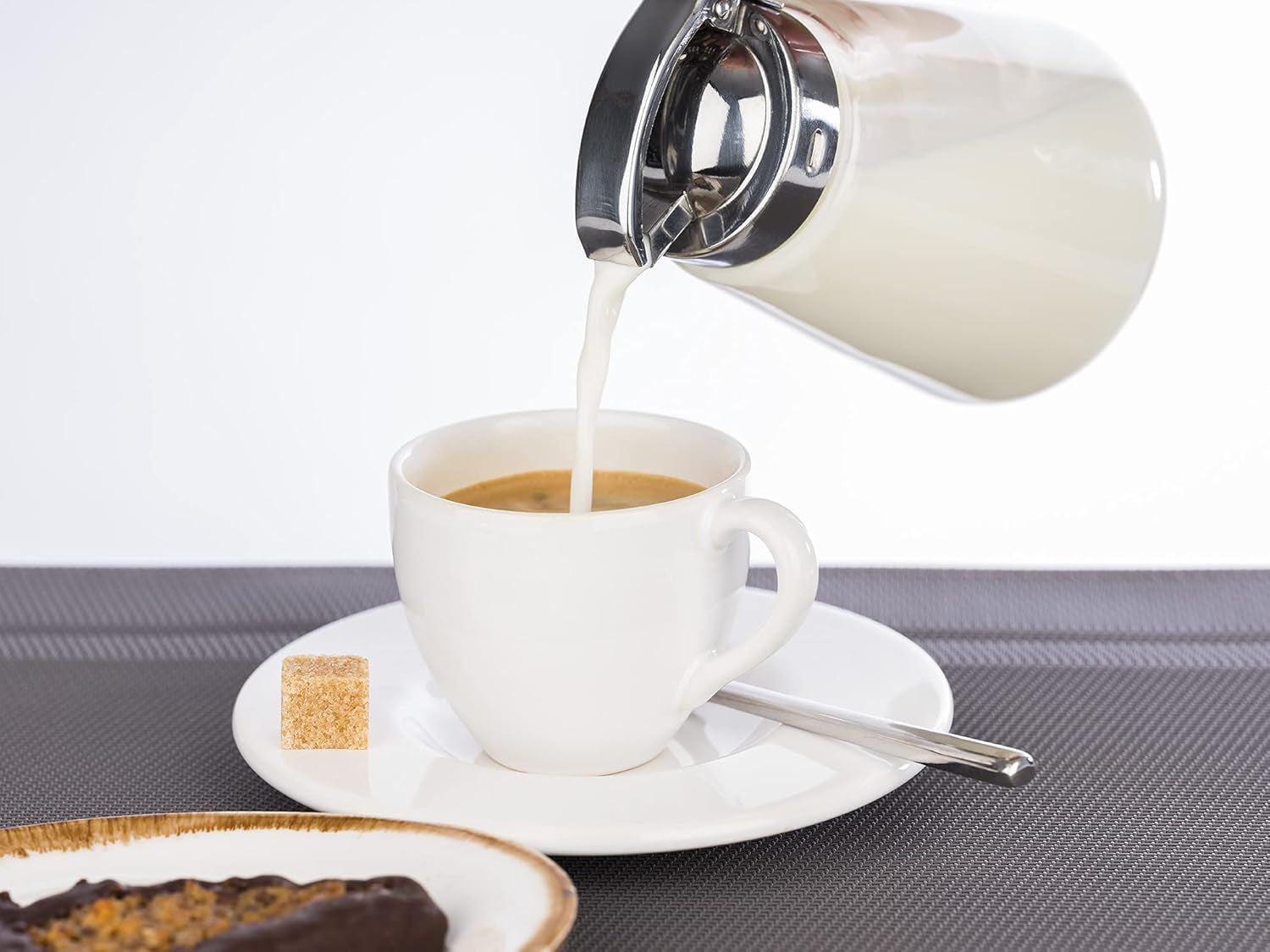 APS 765 Taza universal, taza de vidrio con tapón de rosca de acero inoxidable, taza para servir miel, crema de café u otros líquidos, 8,5 x 12 cm, 13 cm de alto