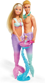 Simba 105733524 - Steffi Love Mermaid Family Muñeca Kevin Sirena Embarazada con Cuna 29 cm Muñecas de Moda Muñecas de Juego para 3 años en adelante