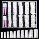500 puntas de uñas artificiales francesas, juego de puntas de uñas postizas acrílicas, extensiones de uñas, puntas de uñas, accesorios de uñas postizas con 4 piezas de pegamento para diseño de uñas, uñas de gel naturales