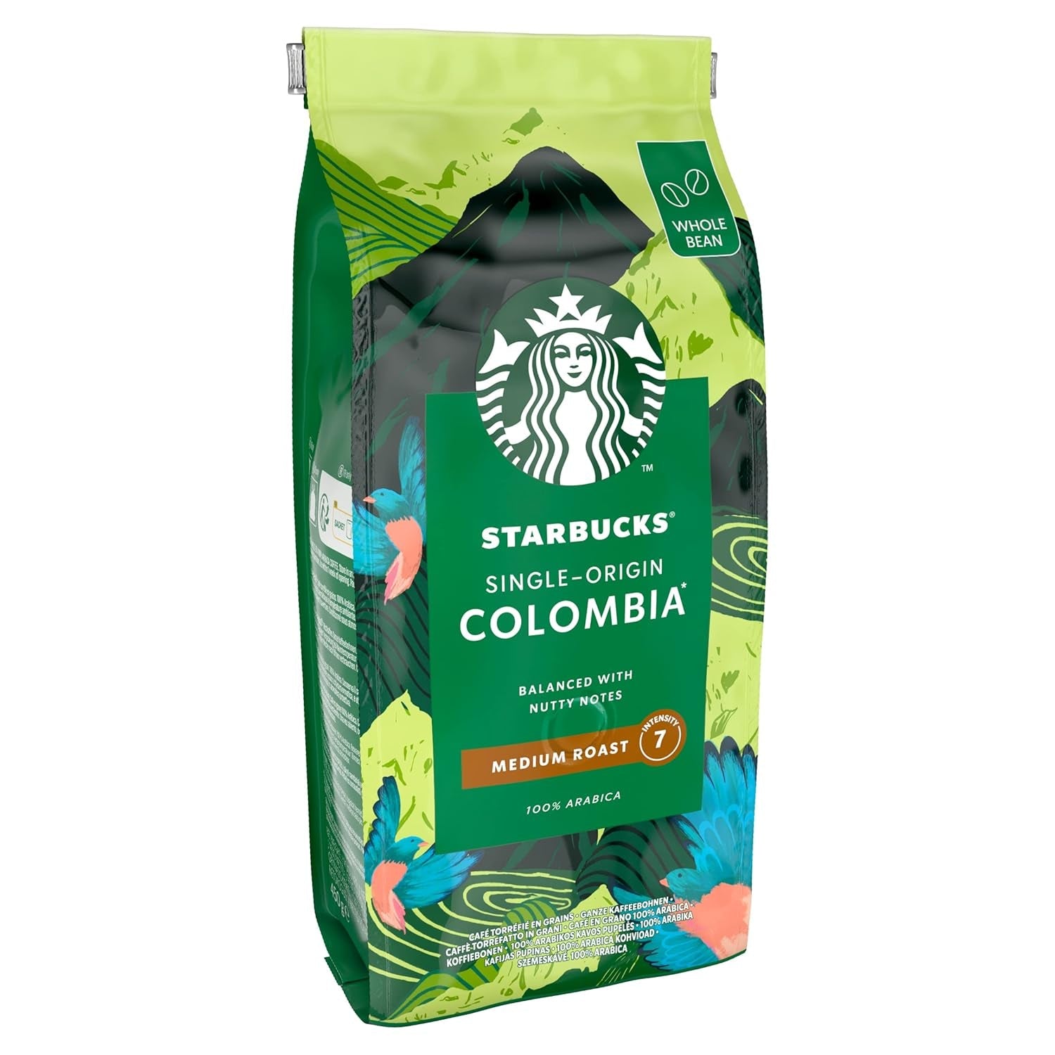 STARBUCKS Café Colombia de origen único, tostado medio, grano entero, 450 g (paquete de 4)