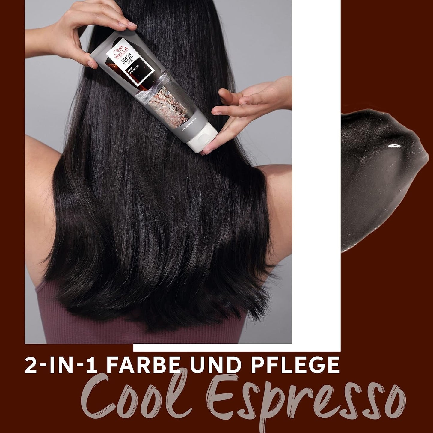 Wella Professionals Color Fresh Mask Cool Espresso - tratamiento para revitalizar y cambiar el color del cabello - tono nutritivo con aceite de aguacate - para cabello negro y moreno - 150 ml Naty Shop Hair Mask