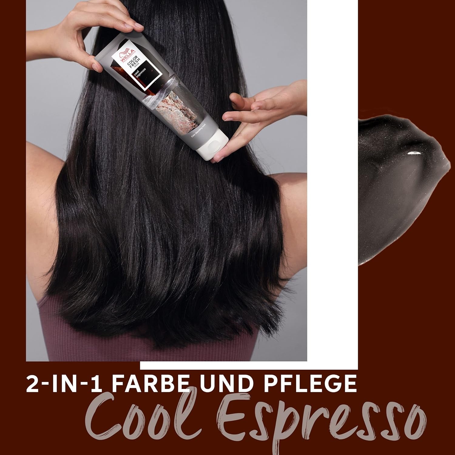 Wella Professionals Color Fresh Mask Cool Espresso - tratamiento para revitalizar y cambiar el color del cabello - tono nutritivo con aceite de aguacate - para cabello negro y moreno - 150 ml Naty Shop Hair Mask