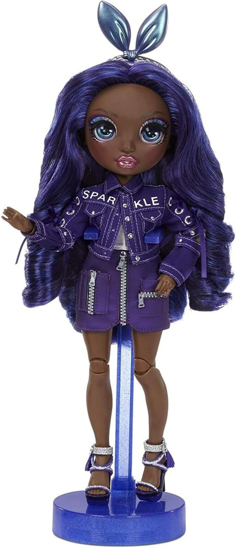Muñeca Rainbow High Fashion - Kristal Bailey - Muñeca índigo con 2 trajes de lujo - Incluye accesorios y soporte para muñecas de la serie 2 - Gran regalo para niños y coleccionistas de 6 años en adelante