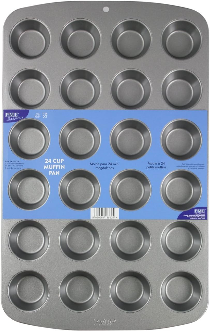CSB111 Antihaftbeschichtete Mini-Muffinform Mit 24 Löchern Aus Karbonstahl, Edelstahl, Plata, 39,4 X 24,6 X 2,1 Cm Moldes y bandejas para repostería Naty Shop