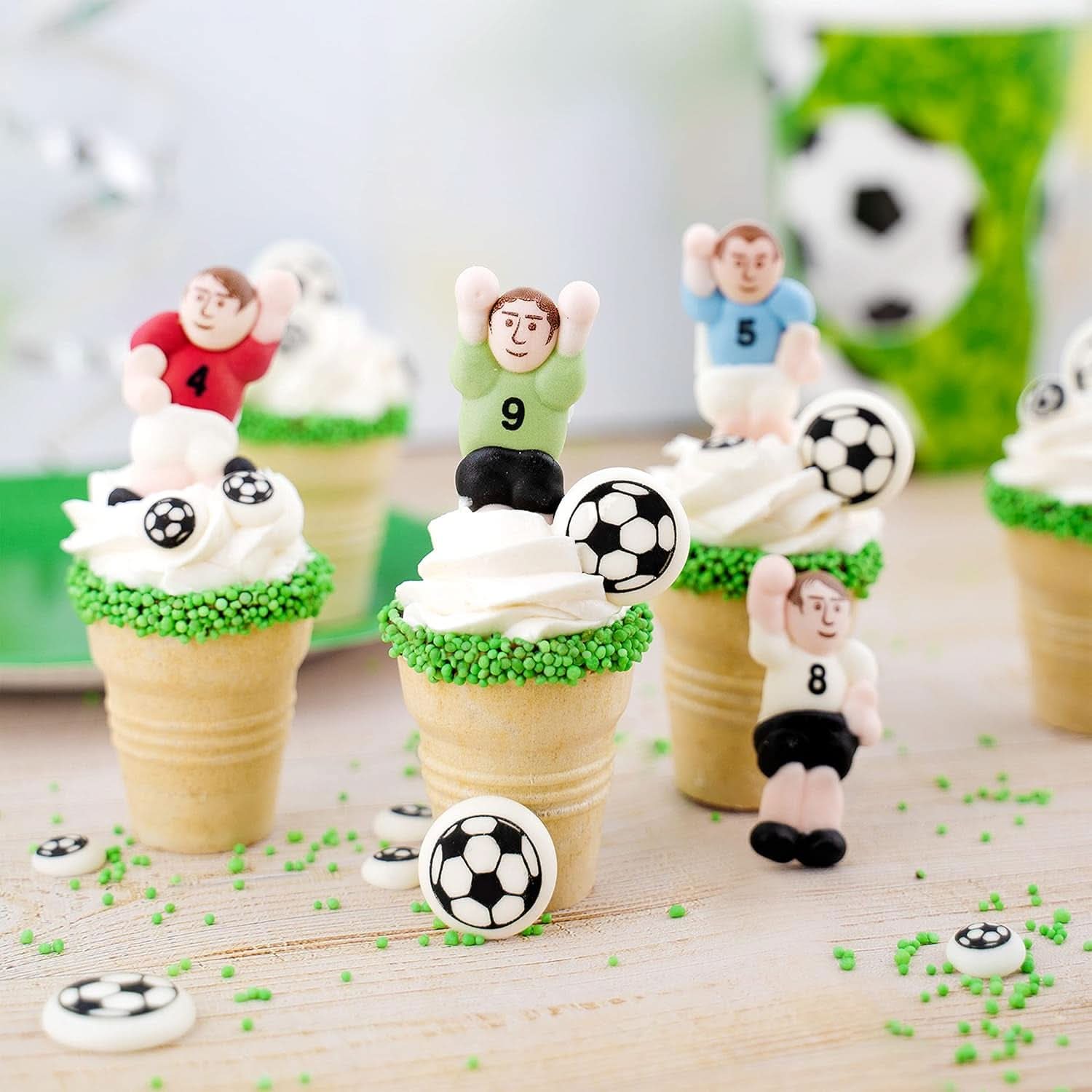 Günthart Backdecor 12 Jugadores y balones de fútbol de azúcar, 21 gramos Naty Shop
