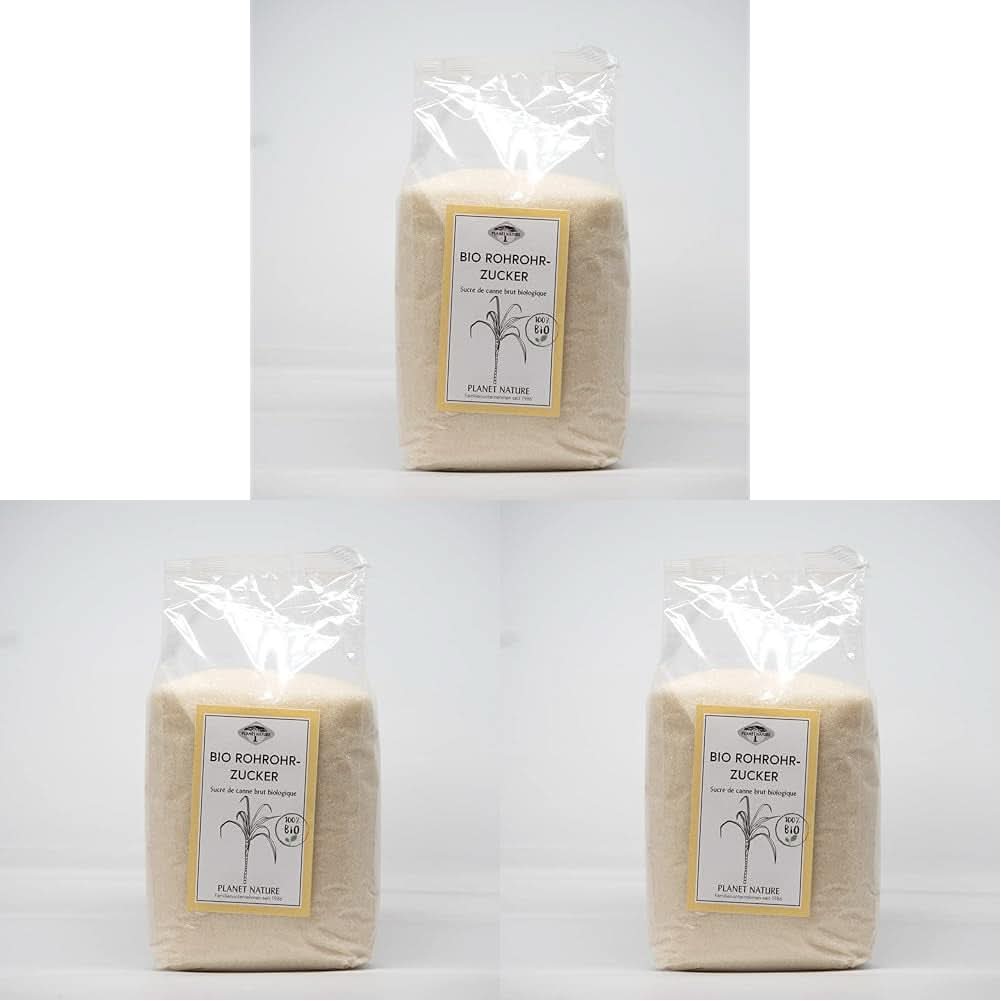 Azúcar de caña crudo ecológico, 1 Kg Edulcorantes Naty Shop 3 x 500 gramos