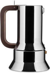 Alessi 9090/6 Espresso con 6 tazas para inducción, acero inoxidable, plateado, 15,5 x 13,5 x 27 cm