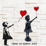 Escultura de resina de niña con globo lindo, estatua de decoración del hogar, figura de globo de niña con corazón rojo de Banksy, escultura de arte moderno para decoración de estante de mesa Estatuas y esculturas Naty Shop