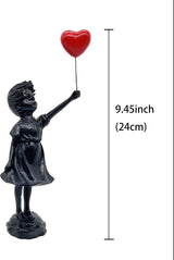 Escultura de resina de niña con globo lindo, estatua de decoración del hogar, figura de globo de niña con corazón rojo de Banksy, escultura de arte moderno para decoración de estante de mesa Estatuas y esculturas Naty Shop