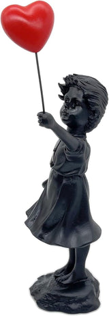 Escultura de resina de niña con globo lindo, estatua de decoración del hogar, figura de globo de niña con corazón rojo de Banksy, escultura de arte moderno para decoración de estante de mesa Estatuas y esculturas Naty Shop