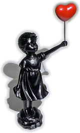 Escultura de resina de niña con globo lindo, estatua de decoración del hogar, figura de globo de niña con corazón rojo de Banksy, escultura de arte moderno para decoración de estante de mesa Estatuas y esculturas Naty Shop