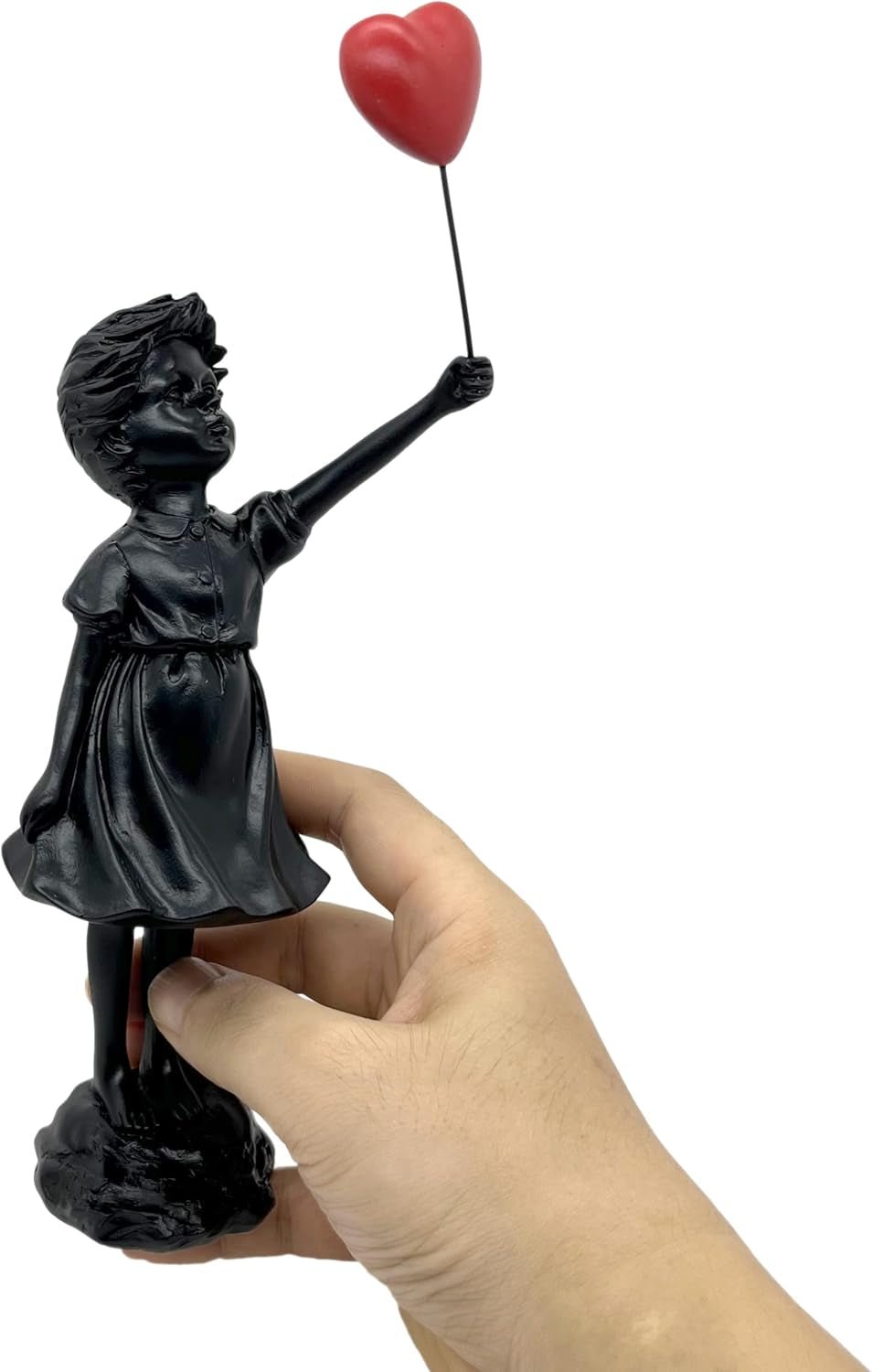 Escultura de resina de niña con globo lindo, estatua de decoración del hogar, figura de globo de niña con corazón rojo de Banksy, escultura de arte moderno para decoración de estante de mesa Estatuas y esculturas Naty Shop