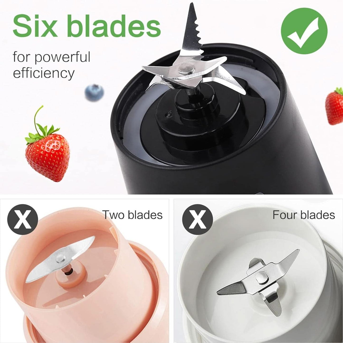 Batidora Smoothie Maker Tragbarer Entsafter: 380Ml Standmixer Persönlicher Shaker Proteinshake Mit 6 Edelstahlmesser Tragbar-Bpa-Freie Mit Usb-Mixbecher Für Shakes,Saftoutdoor,Schwarz Bucatarie Naty Shop