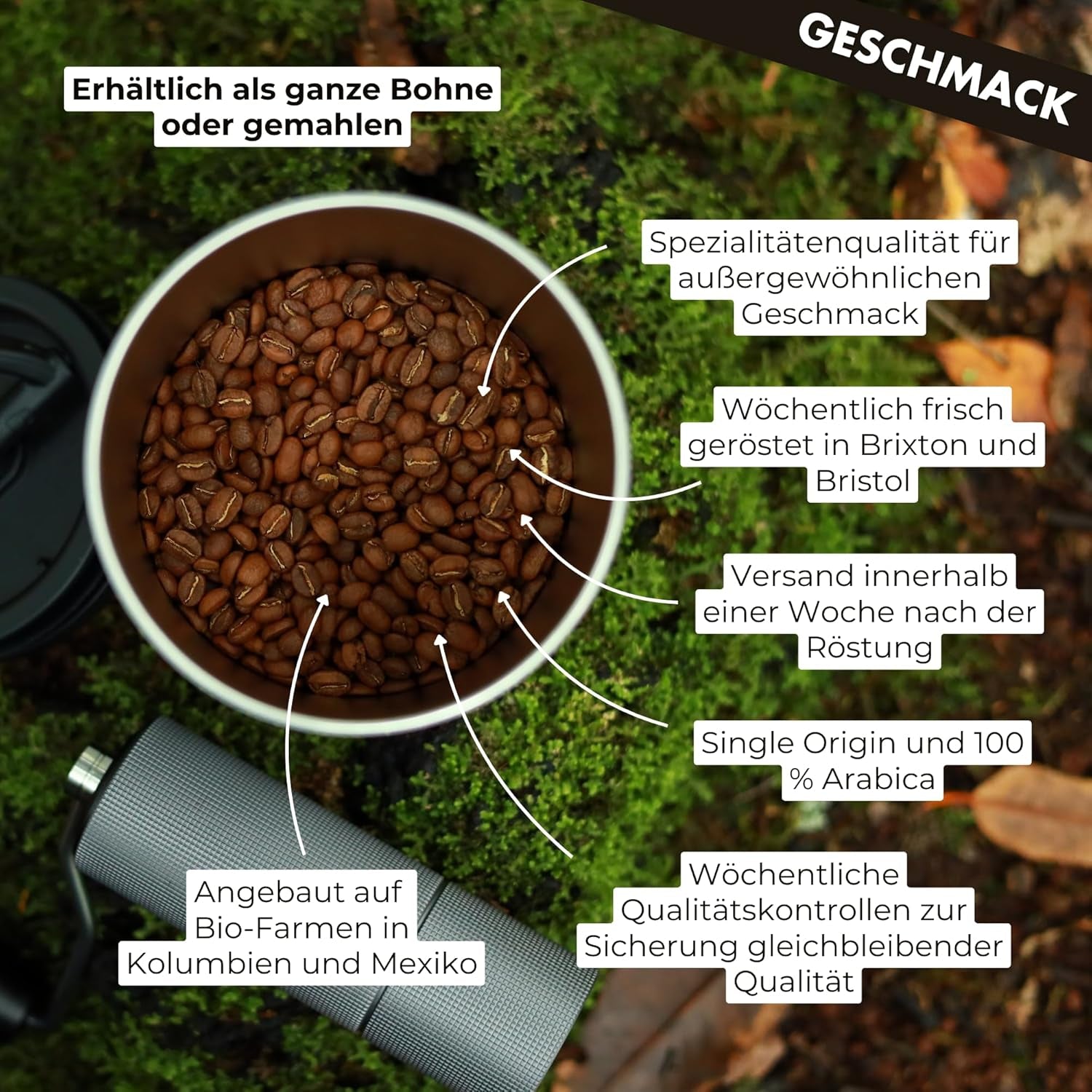 EXHALE Bio GANZE BOHNEN – Dunkel Gerösteter Kaffee – Paquete de 450 g – Mykotoxinfrei & Geeignet für Bulletproof Coffee – Single Origin y 100% Arábica Bohnen