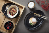 CreaTable, 22139, Serie PIETRA, Vajilla de 4 Piezas para 4, Juego de Platos de Porcelana, Apto para Lavavajillas y Microondas, Fabricado en Europa