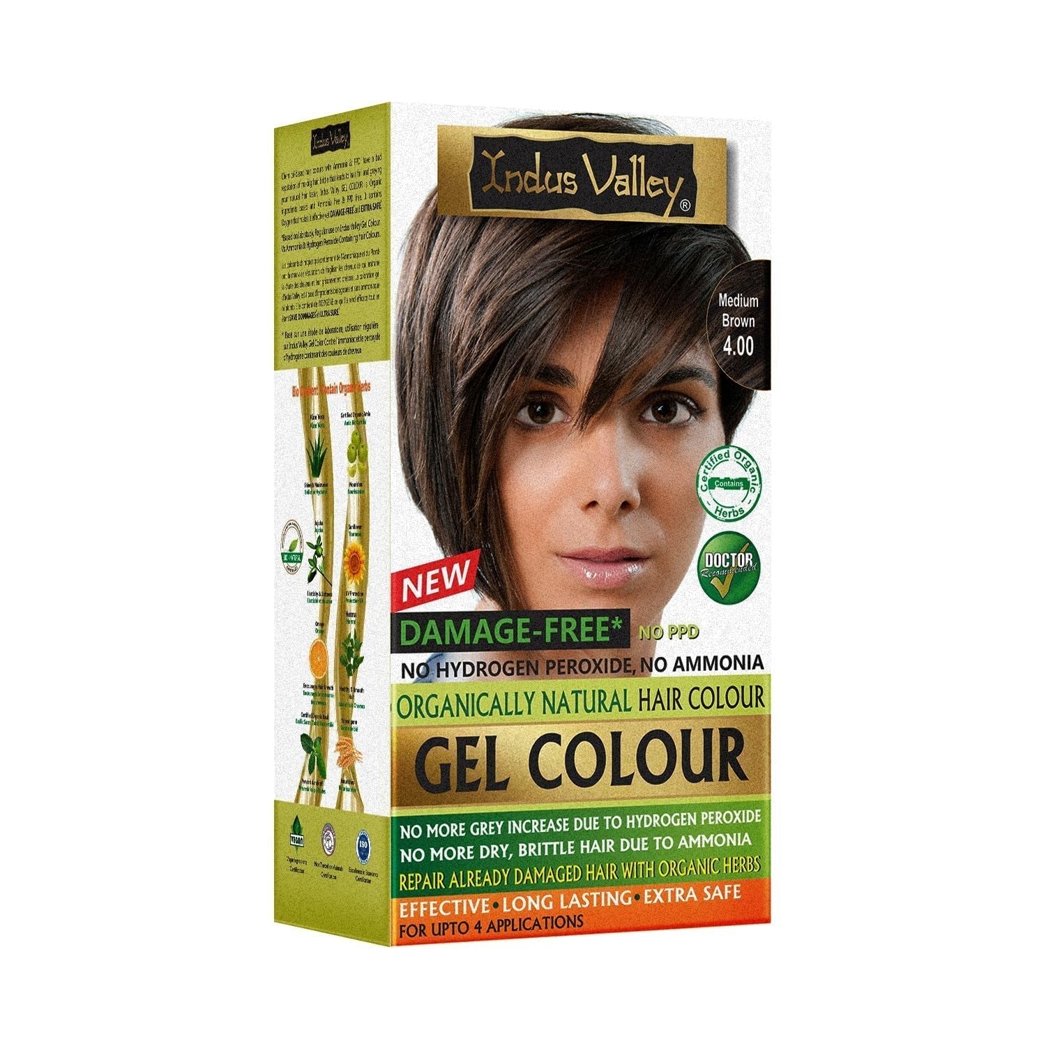 Color de cabello en gel sin daños naturales de Indus Valley | Sin amoniaco, vegano y libre de crueldad animal | Hasta 100% de cobertura de canas, resultados duraderos | Castaño claro 5.0 (20 gramos + 200 ml) Tinte para el cabello Naty Shop Castaño medio