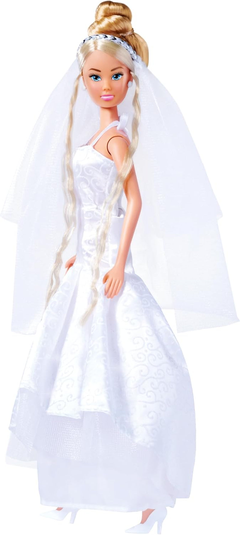 Simba 105733414 - Vestido de novia Steffi Love, 2 diseños surtidos, Solo se proporciona un artículo, Muñeca con un hermoso vestido de novia, 29 cm, Edad 3+