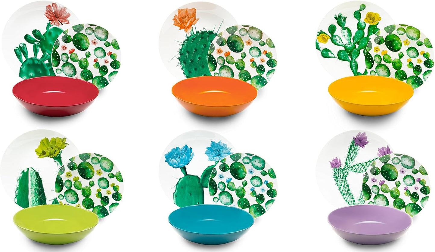 Excelsa Vajilla Color Cactus, 18 piezas, multicolor