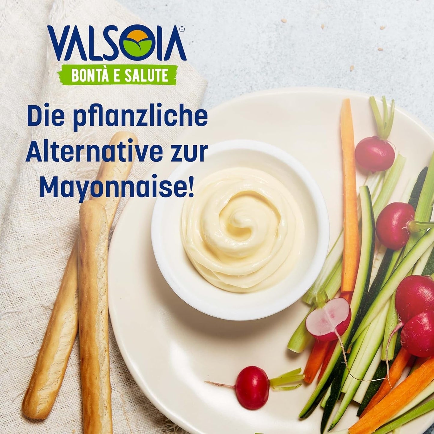 Mayonesa de soja sin huevo, ideal para veganos y vegetarianos, versátil en la cocina, 4 x 150 ml