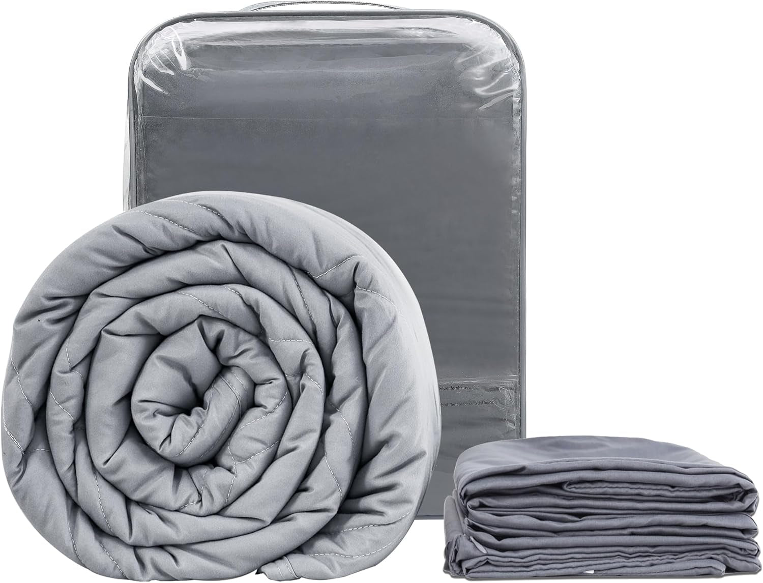 Winthome Manta Pesada con Funda Nórdica 150X205Cm 10,4Kg, Cómoda Manta Pesada, Manta Terapia Antiestrés, Manta Pesada para un Sueño más Profundo y una Mejor Recuperación, Manta Pesada para Adultos (Gris) Besuche den Winthome-Store Gris 140X205Cm-8,6Kg