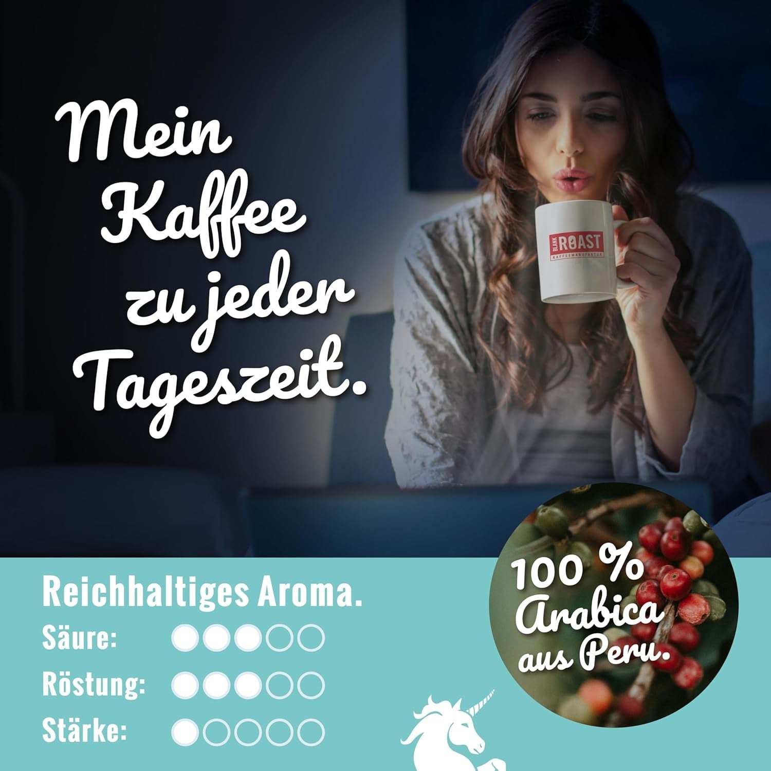 Blank Roast - EINZIG - 1kg - Kaffeebohnen kafeinfrei - 100% Arábica en Perú - schonend & umweltfreundlich entkoffeiniert - säurearm mit voller Crema - ideal für jede Zubereitungsart