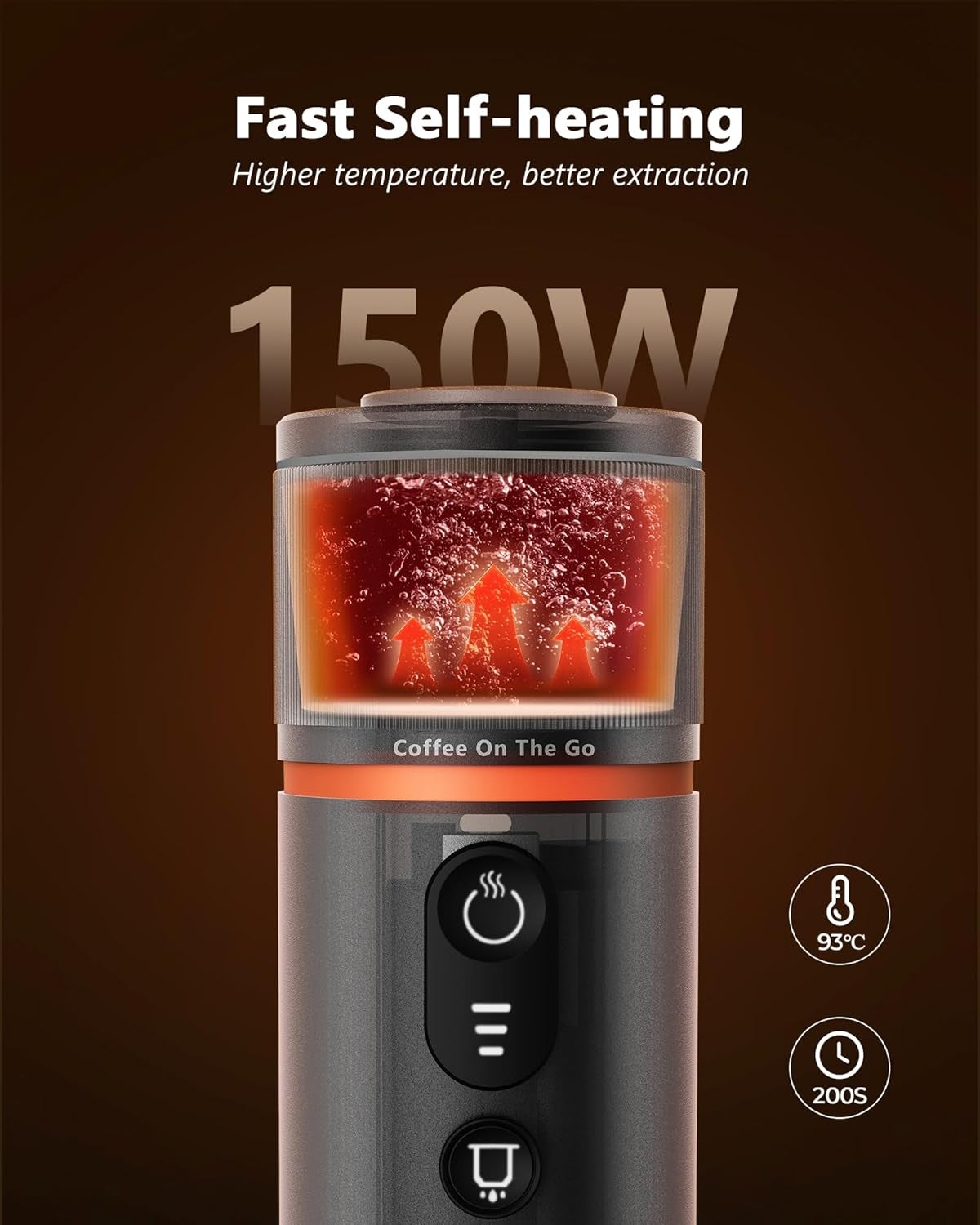 CONQUECO Máquina de espresso para coche de 12 V: Máquina de espresso portátil con batería para acampar y viajar - Calentamiento rápido en 2,5 minutos - 8 tazas de espresso en una sola carga