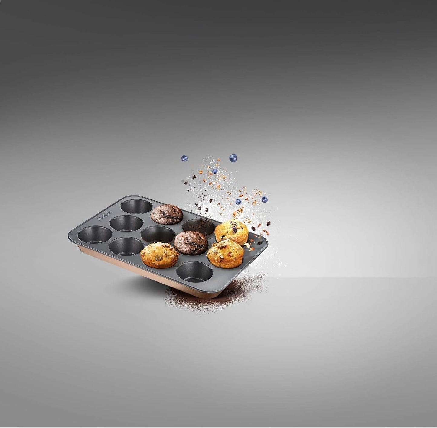 Tefal Airbake J2555014 Muffinform, Antihaftbeschichtung, Karbonstahl, Braun, 29 X 41 Cm Moldes y bandejas para hornear Naty Shop