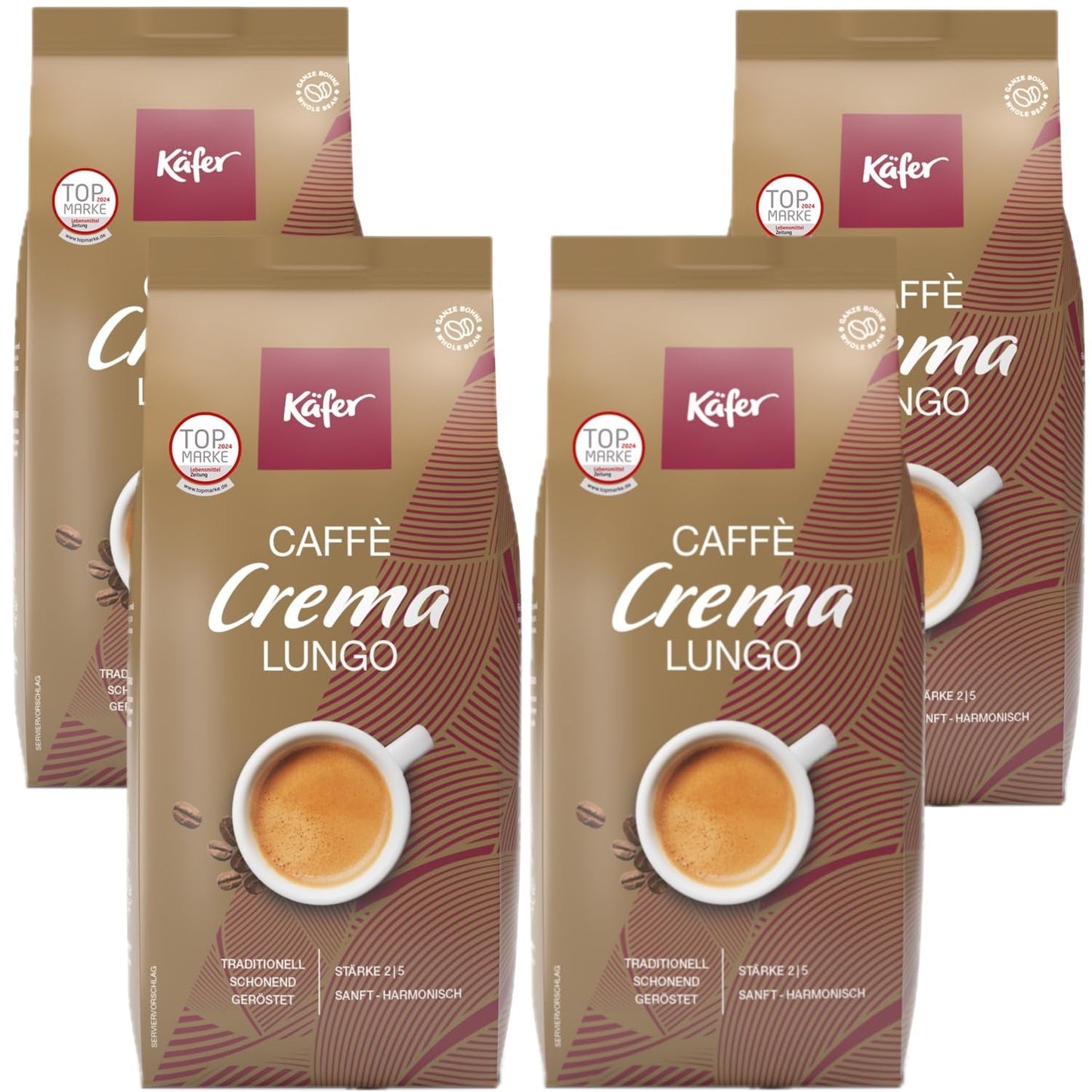Käfer Caffè Crema, 1000 g, granos enteros, paquete de 4