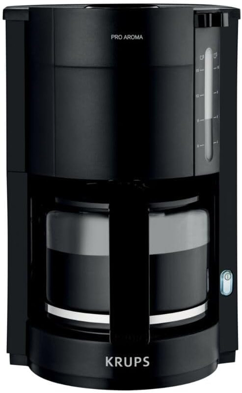 Krups F30908 ProAroma Cafetera espresso con filtro y jarra de cristal, capacidad 1,25 l, 10-15 tazas, 1050 W, negra