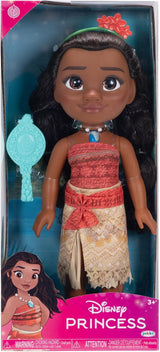 Muñeca Princesa Disney Moana de 35 cm, Ojos con Purpurina Reflectante, Articulaciones móviles, Conjunto Desmontable, Clip de Flor, Pelo Largo, para niñas a Partir de 3 años