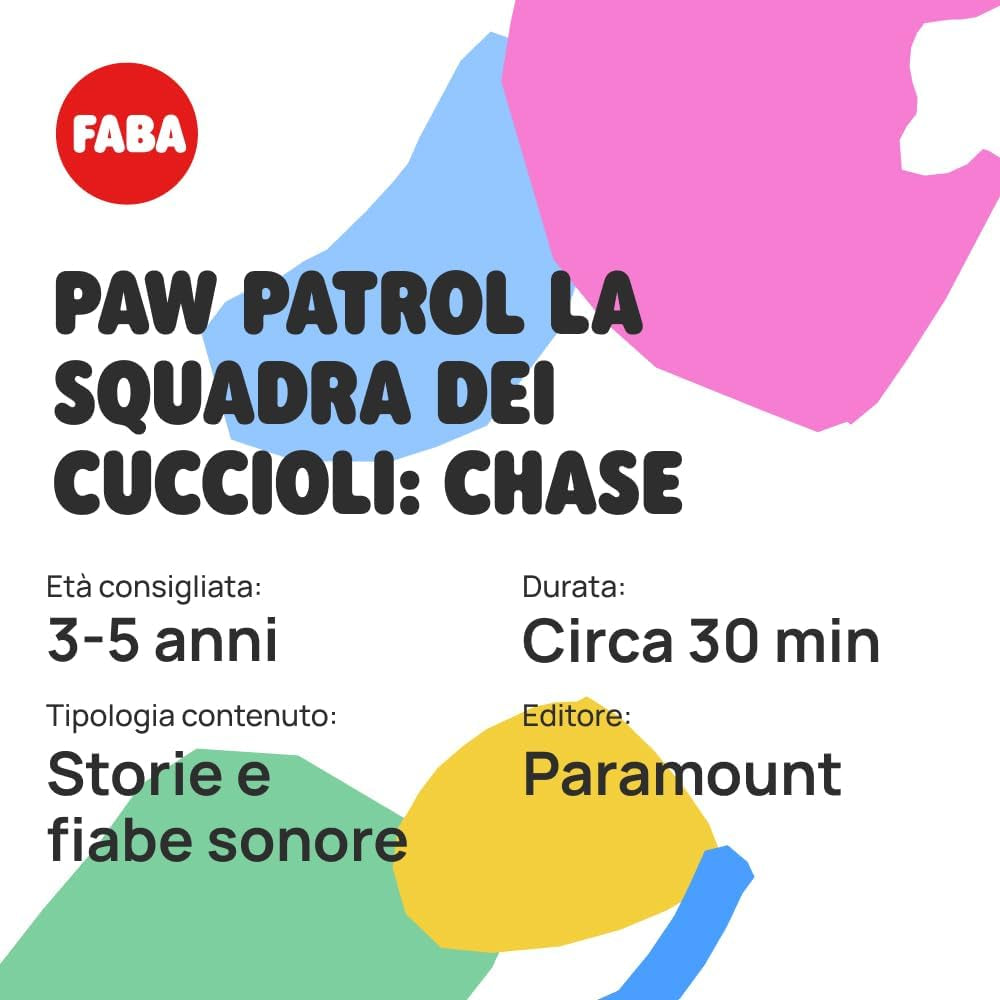Figura sonora - Equipo Cachorros de la Patrulla Canina: Chase - Cuentos y cuentos sonoros, niños y niñas de 2 a 4 años, versión italiana Juguetes Bebé Naty Shop
