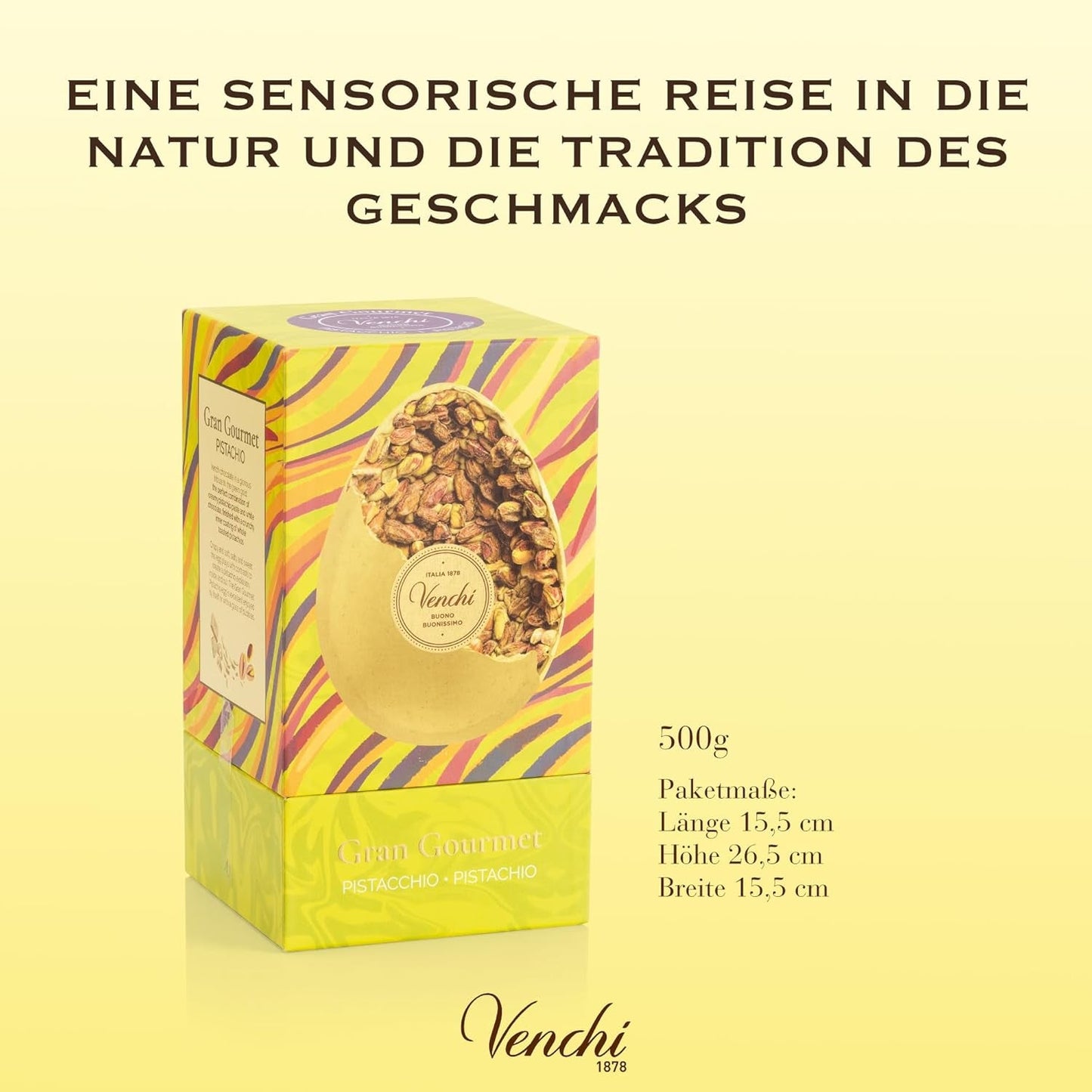 Venchi - Huevo de chocolate, sabor pistacho, con pistacho entero, con sorpresa, sin gluten, 500g, colección Pascua, idea de regalo