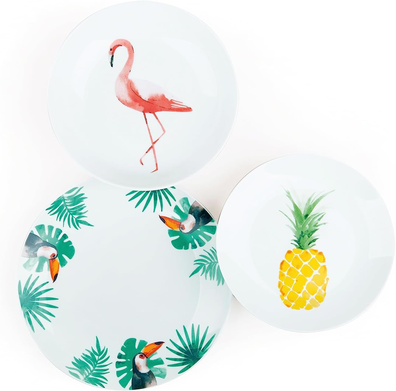 Excelsa Vajilla Tropical 18 piezas porcelana blanco con decoración