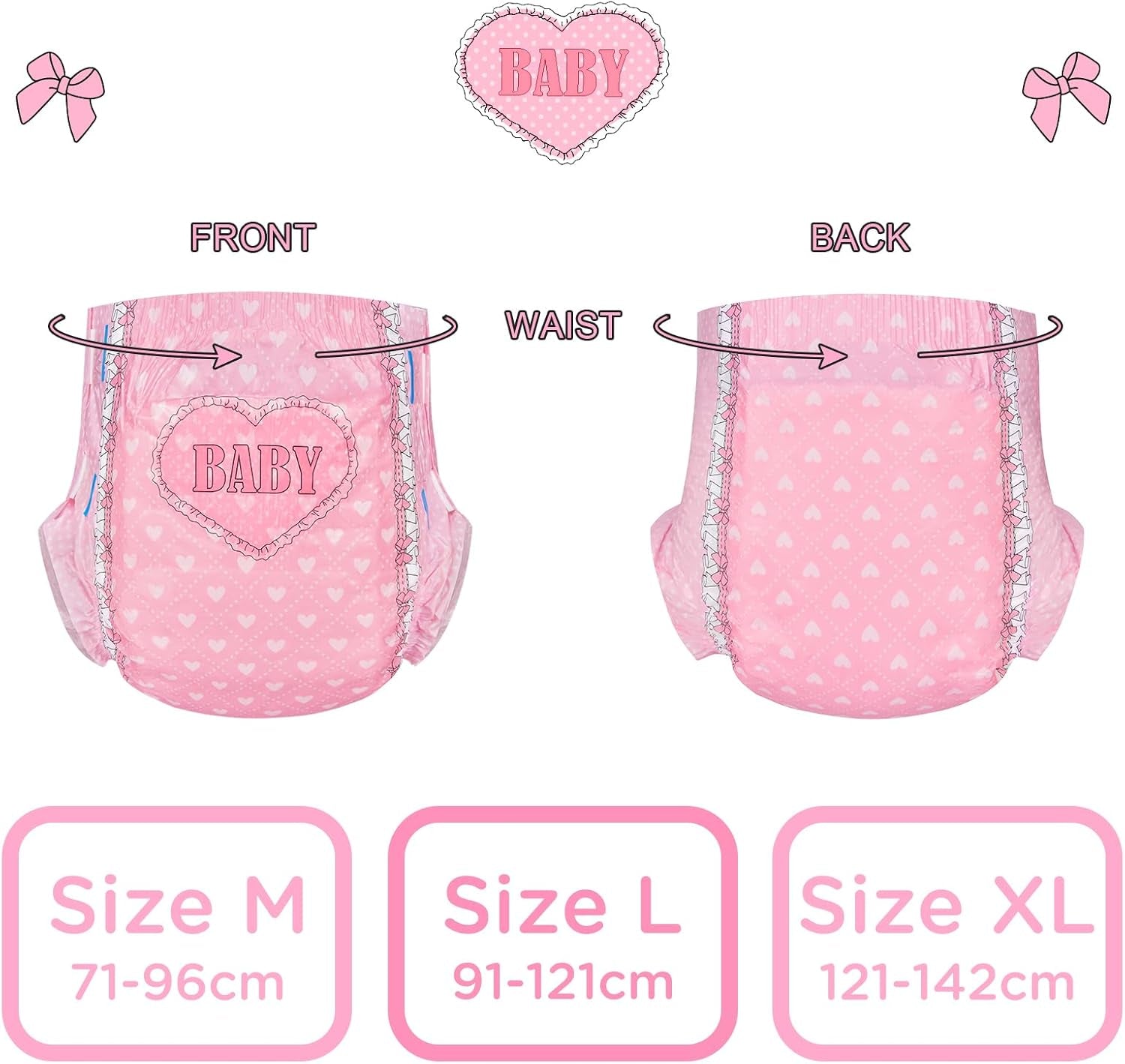 Pañales estampados para adultos, 5500-5800 ml, paquete de 2 - Blushing Baby (M)