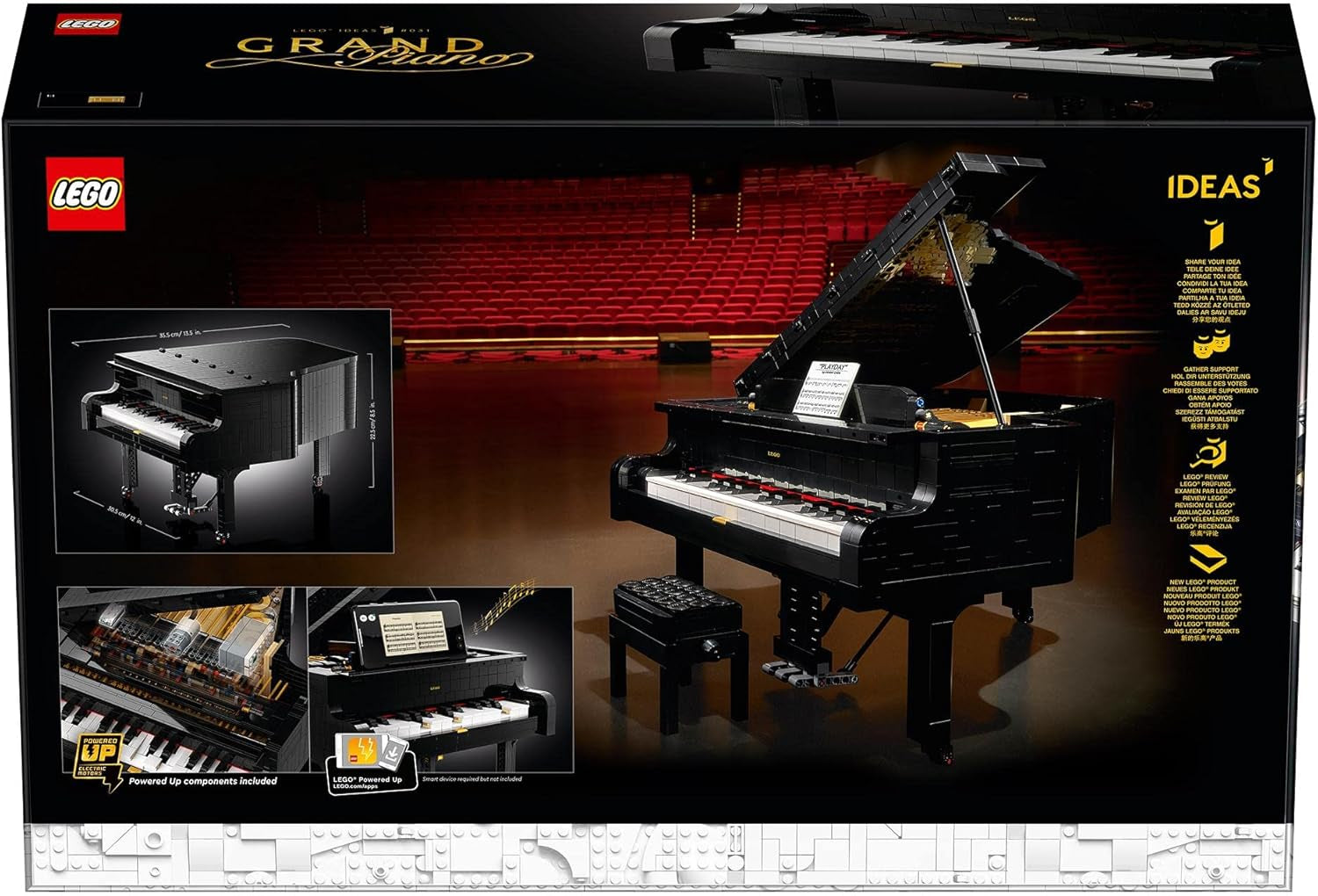 Piano de cola de concierto LEGO Ideas (21323); Conjunto de construcción; Tu propio piano de concierto; Gran proyecto de modelado para pianistas, músicos, amantes de la música o aficionados con talento (3662 piezas) Juegos de construcción Besuche den LEGO-Store