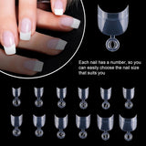 600 uñas artificiales cortas ovaladas, 12 tamaños, media cubierta, puntas de uñas postizas acrílicas, uñas artificiales para manicura, salón de mujeres, bricolaje (transparente)
