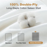 Edredón de plumón de ganso Downaero™ para camas tamaño king, 100 % algodón egipcio satinado, relleno de 900, calidez media, para todas las estaciones, blanco Naty Shop Quilts & Quilts