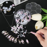 Amuletos de uñas 3D, Amuletos de arte de uñas Schleifen, Blumen Und Perlen, Nagel Charms Aus Harz, Nageldekorations Sets, DIY Charms Nägel, Nagelanhänger