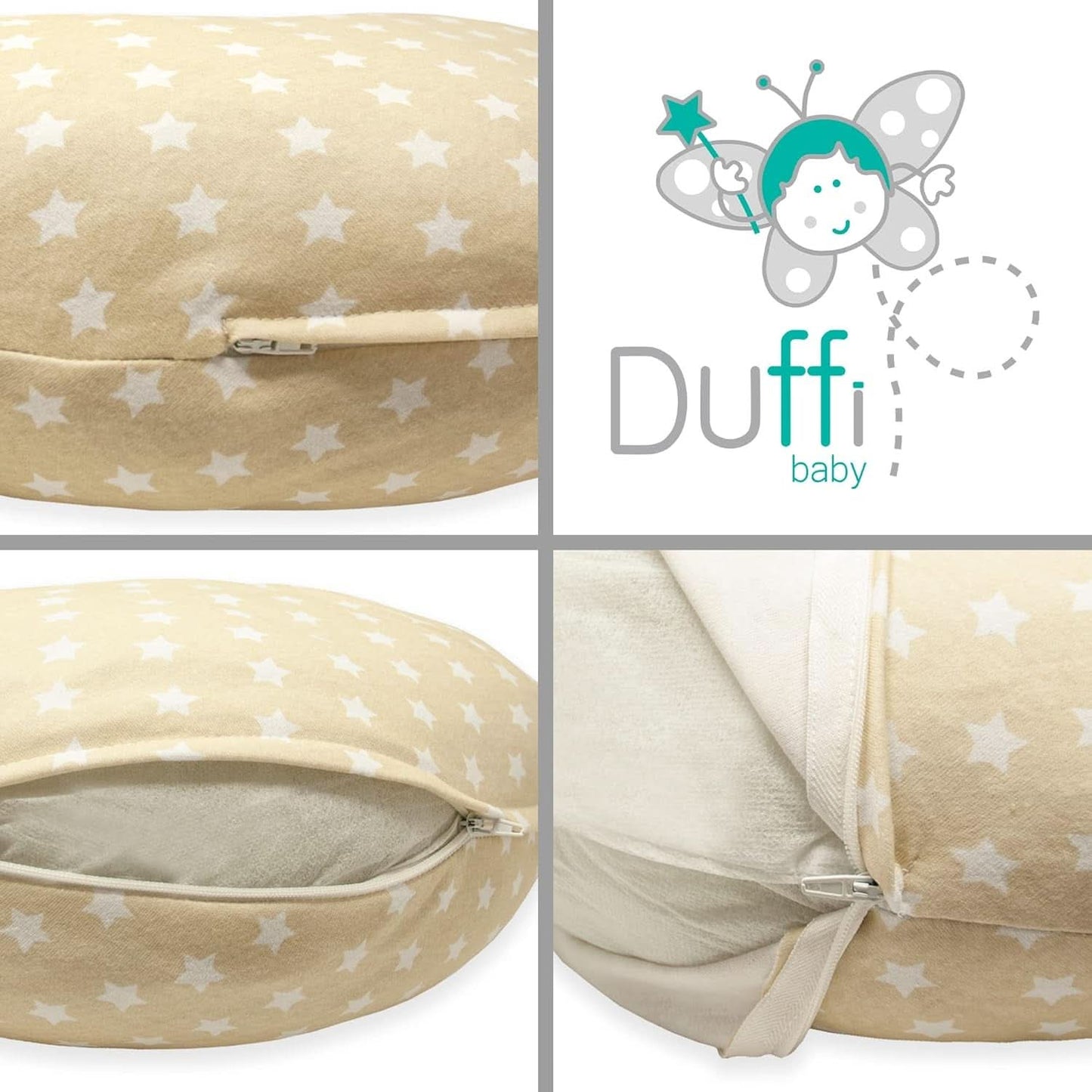 Cojín de lactancia para recién nacido, XL, Funda 100% algodón, desenfundable y lavable, Relleno de Poliéster, Motivo Estrella Accesorios Alimentación y Lactancia Bebe Naty Shop