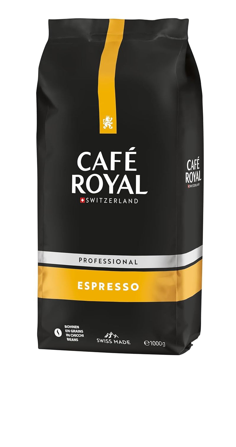 Café Royal Línea Profesional Espresso - Café en Grano para Máquinas Automáticas Espresso, Cuerpo Intenso, Tostado Intenso, Fuerza 3/5, Rainforest Alliance, 1 kg