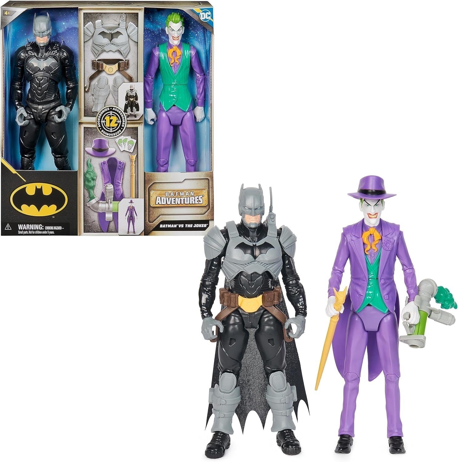 DC Batman Adventures Batman Vs the Joker Juego de figuras de acción, 30 cm - 2 figuras totalmente móviles con 12 engranajes para juegos de rol emocionantes, juguete para figuras de acción de más de 4 años Naty Shop Default Title