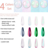 Chrom Nagel Pulver 4 Farben Irisierendes Aurora Pulver Metallic Spiegel Effekt Pigment Pearlescent Meerjungfrau Glitter Einhorn Glitter para esmalte de uñas en gel Decoración-Purpurgrüner Jadeit