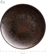 MÄSER Juego de mesa para 4 personas, color bronce metálico, 12 piezas, con esmalte elegante y brillante, juego de platos llanos, plato llano y plato de postre en cerámica de alta calidad, gres, marrón