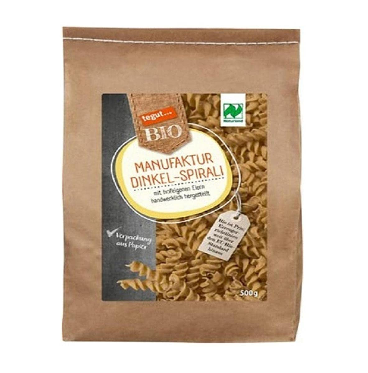 tegut... Pasta espiral de espelta ecológica, 1 x 500 g