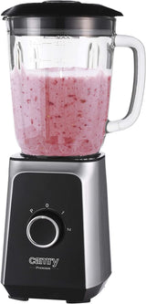 CR 4077 Batidora con base con vaso de cristal de 1,5 l, batidora, batidora alta, Mahlung, Eis-Zerkleinerung, Pulsfunktion, Edelstahlklingen, 2 Geschwindigkeiten, 1000W, Schwarz/Silber Kitchen Naty Shop