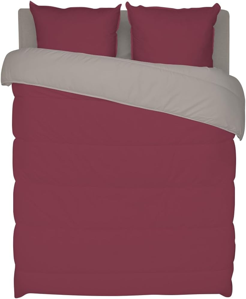 Bleu Câlin edredón reversible bicolor para 2 personas, microfibra, burdeos/pimienta, 220X240 cm Edredones y edredones Naty Shop