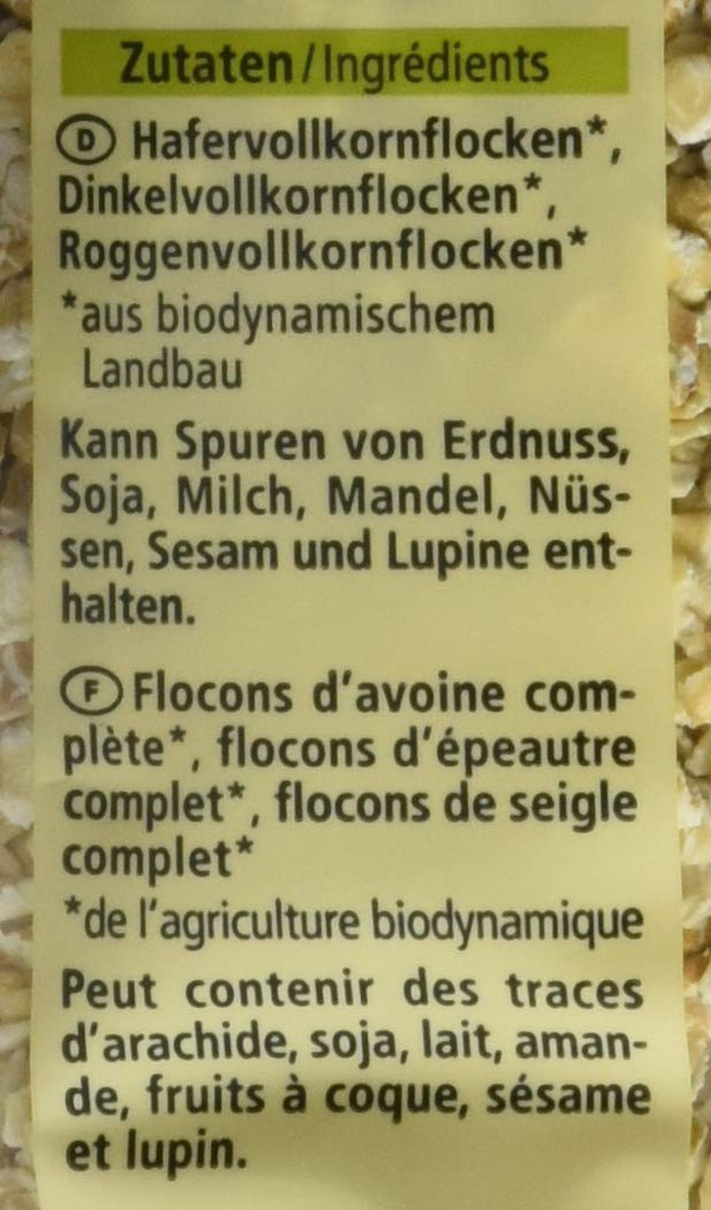 Flocken Bio 3 Korn, 500 G Cereales Naty Shop