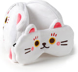 Almohada de viaje con mascarilla Relaxeazzz - Amuleto del gato Maneki Neko Almohadas de viaje Naty Shop